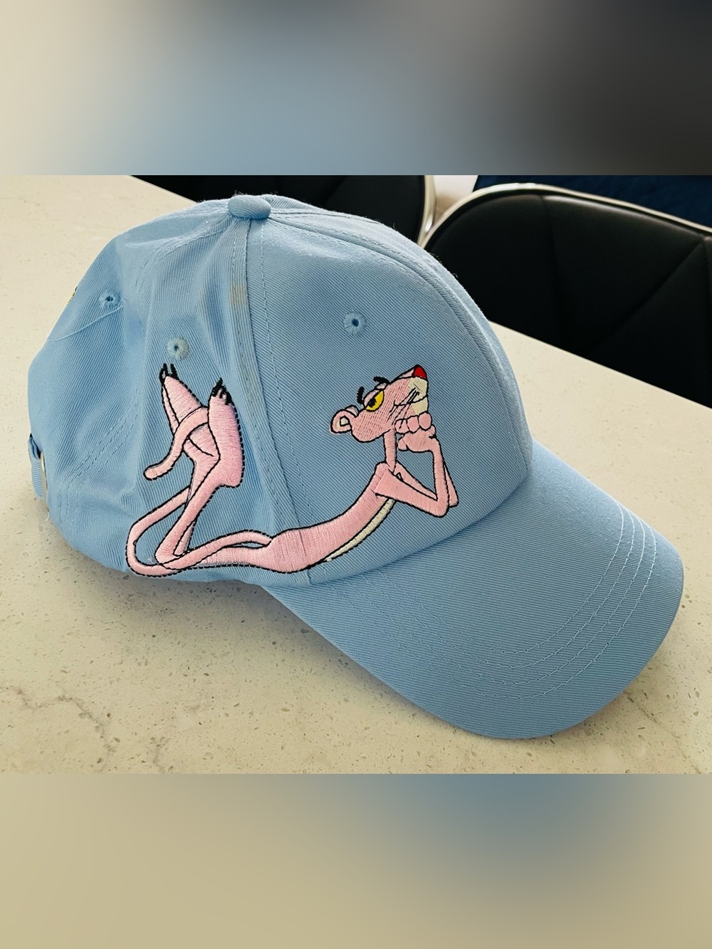 Pink Panther Embroidered Baseball Cap - Light Blue